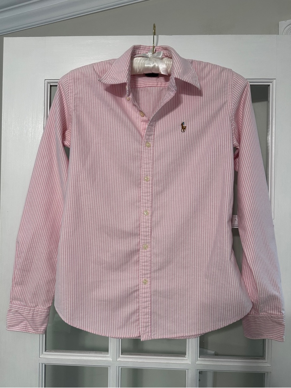 Ralph Lauren Pink and White Striped Oxford Button-Down Shirt